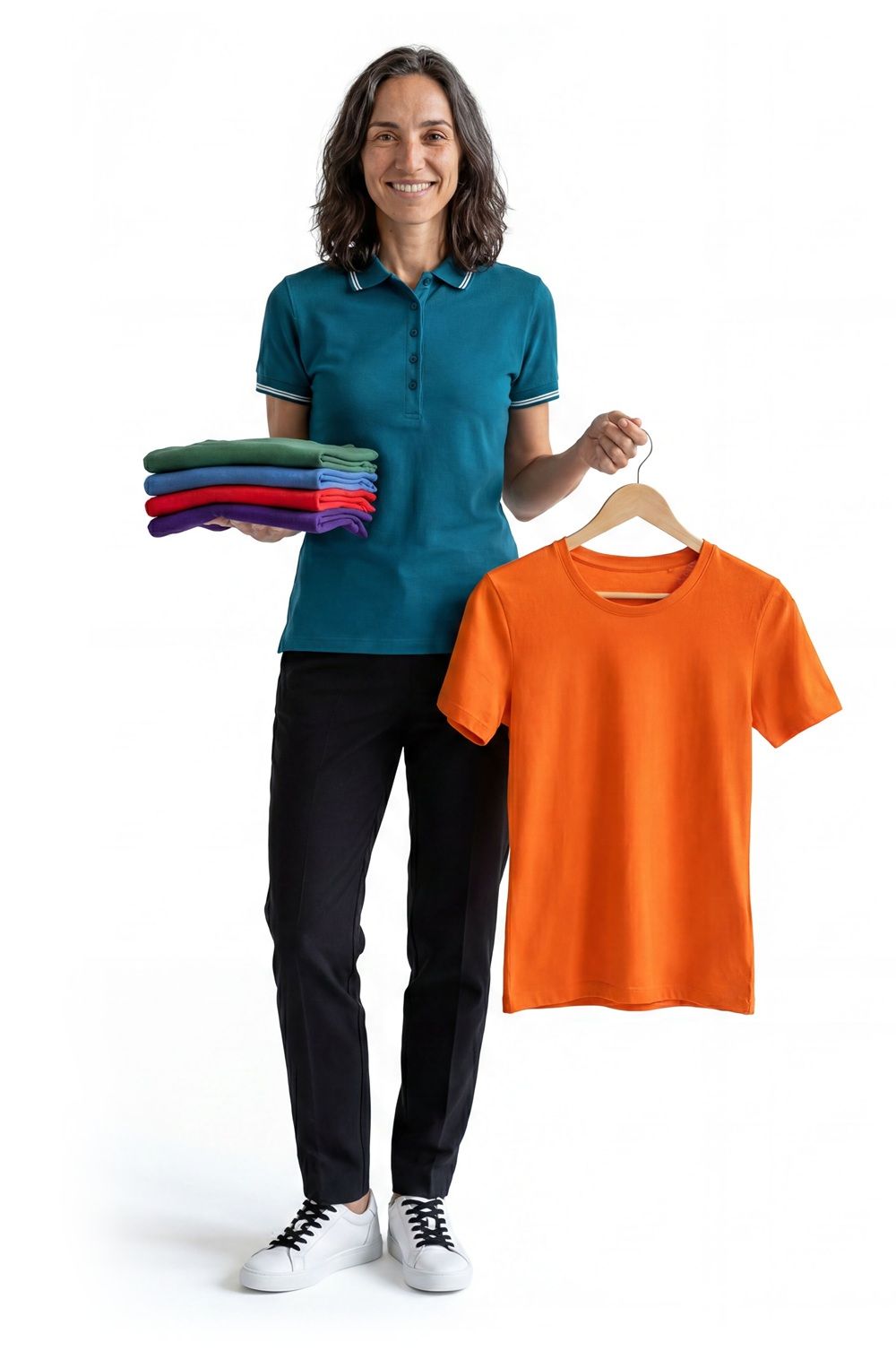T-shirt med smal passform för damer med rund halsringning - Par T-shirts i enhetlig stil